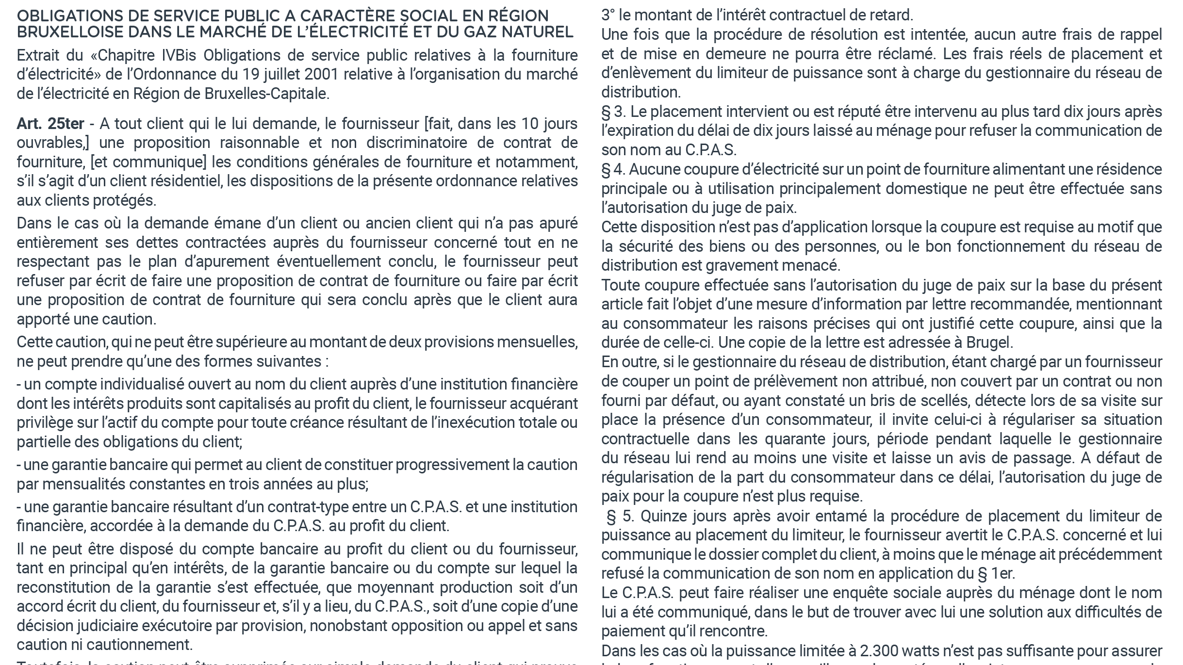 Annexes aux conditions générales de vente Bruxelles