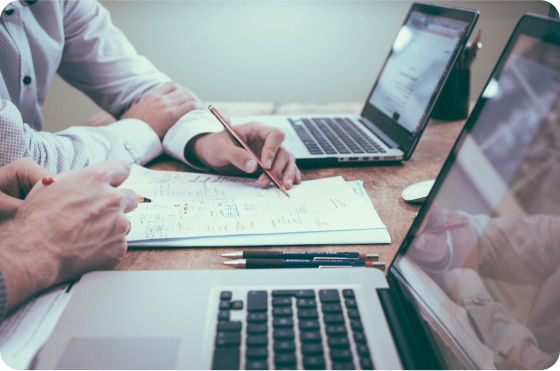 Laptop and invoices to manage energy consumption