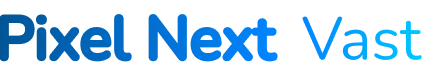 Pixel Next vast blauw logo