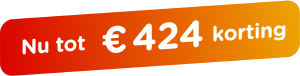 Oranje banner met €424 korting