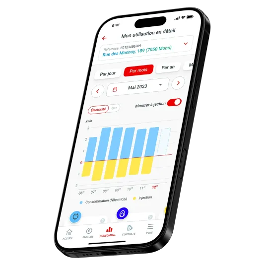 Exemple d'écran de l'app Power & Gas