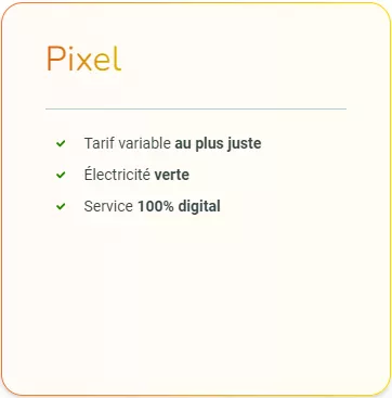 Carte de présentation de l'offre Pixel