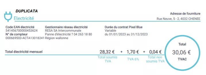 Numéro de compteur sur une facture d'énergie