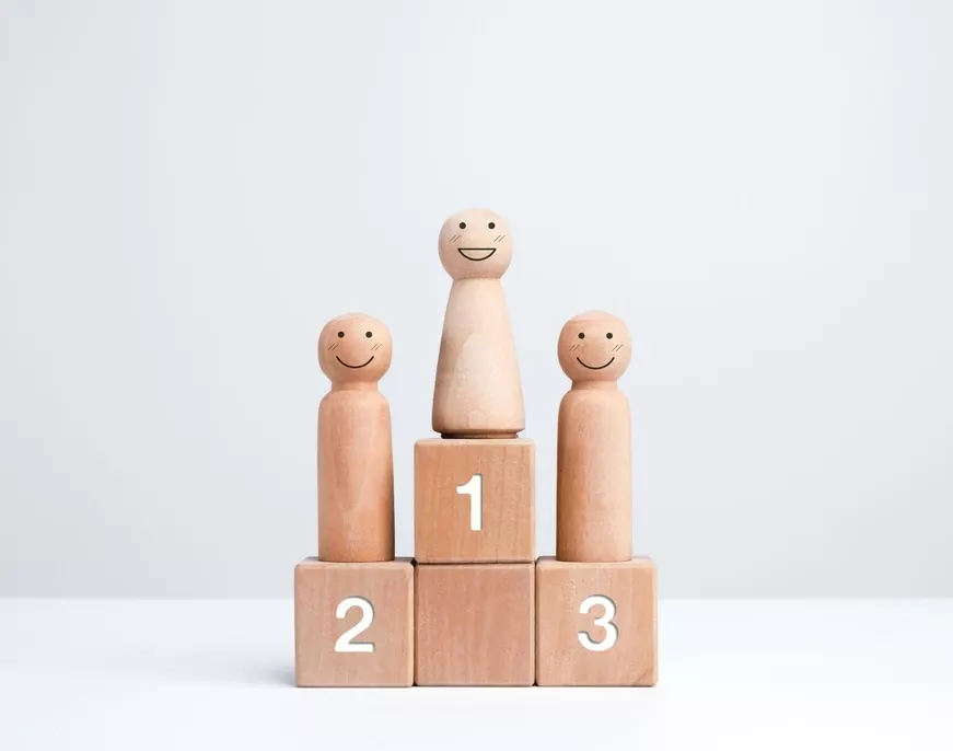 Podium de trois gagnants