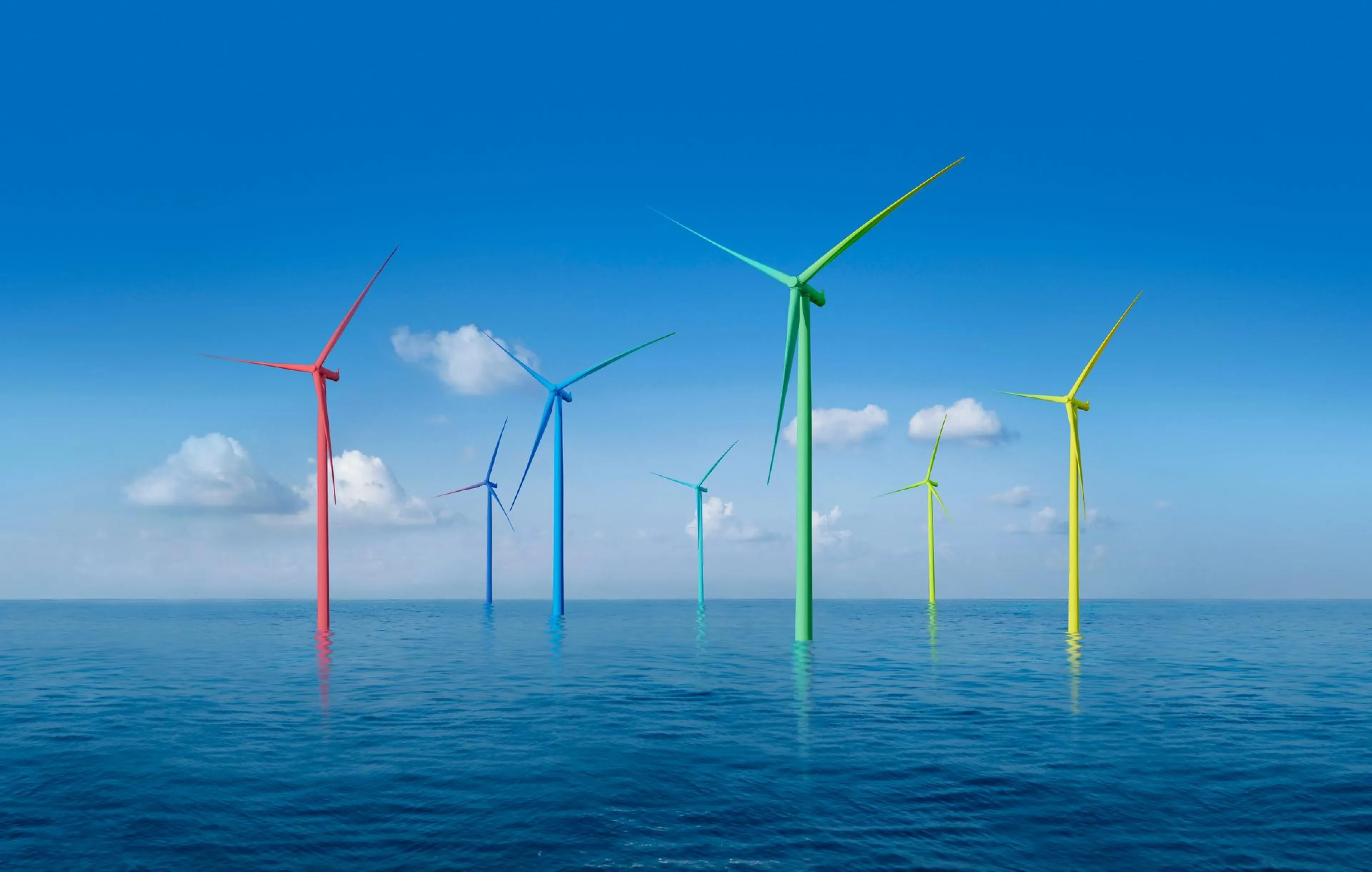 TotalEnergies gekleurde windturbines in zee