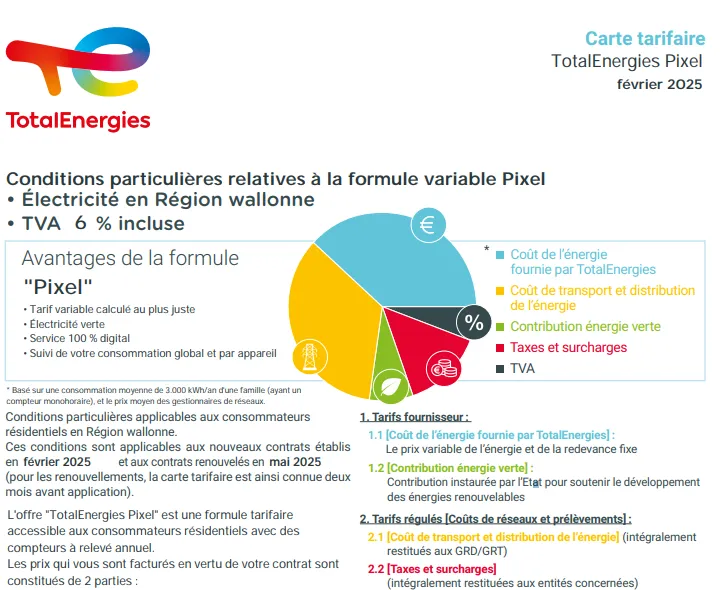 carte tarifaire - FR